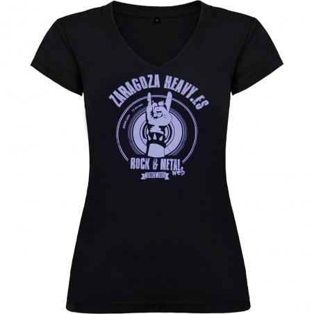 ZARAGOZA HEAVY - Logo gris - Camiseta de chica